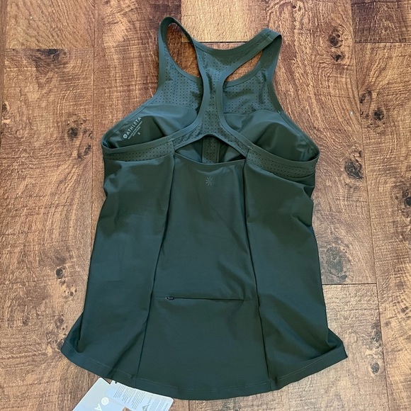 NWT Athleta Bonaire zip front Tankini top Sz small olive green swim bathing suit - Picture 4 of 9